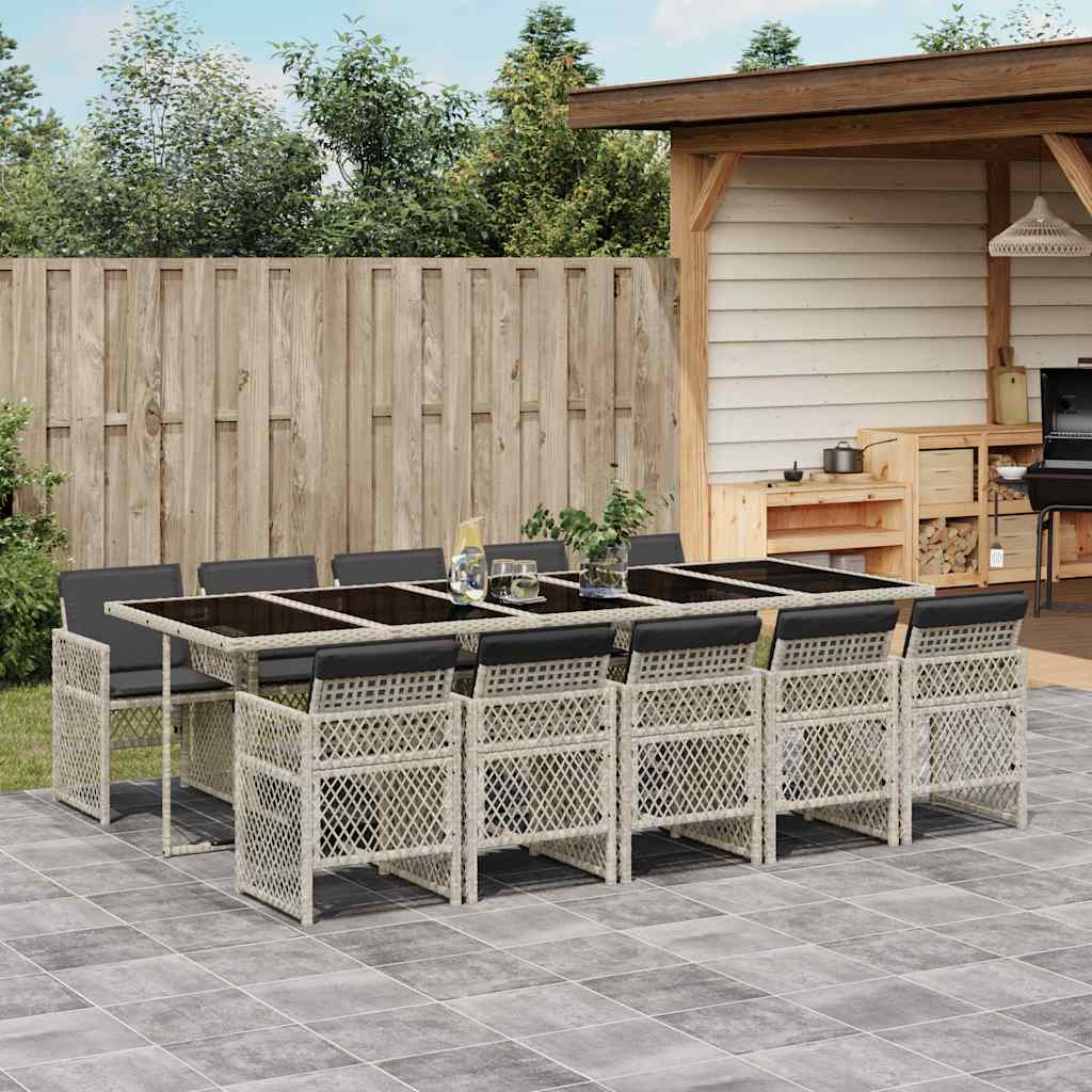 vidaXL 5-delige Tuinset met kussens poly rattan zwart