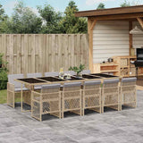 vidaXL 5-delige Tuinset met kussens poly rattan zwart