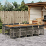 vidaXL 5-delige Tuinset met kussens poly rattan zwart