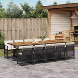 vidaXL 5-delige Tuinset met kussens poly rattan zwart