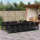 vidaXL 5-delige Tuinset met kussens poly rattan zwart