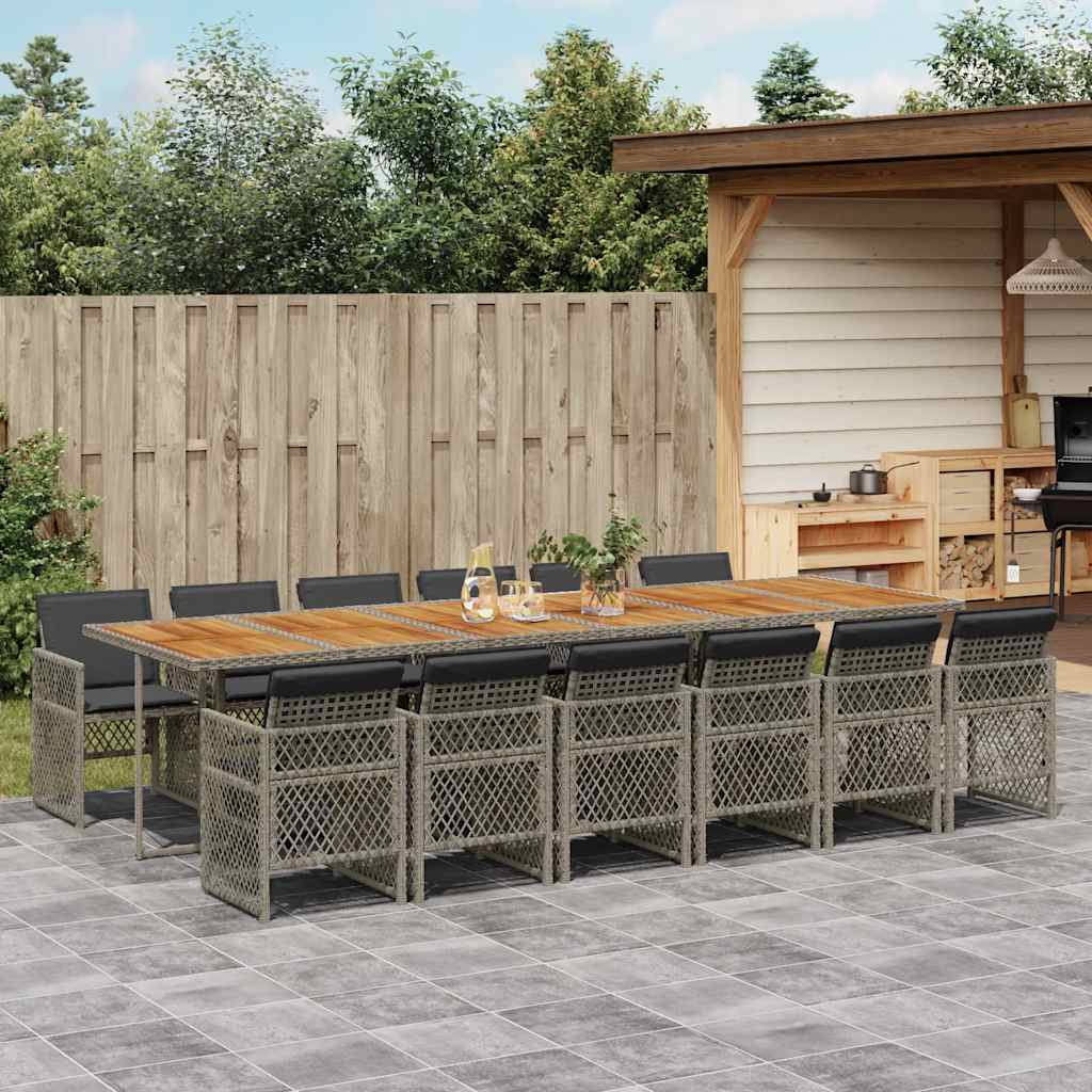 vidaXL 5-delige Tuinset met kussens poly rattan zwart