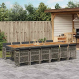 vidaXL 5-delige Tuinset met kussens poly rattan zwart