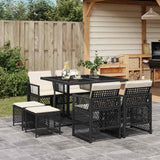vidaXL 9-piece Garden Dining Set poly rattan black