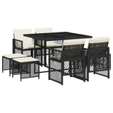 vidaXL 9-piece Garden Dining Set poly rattan black