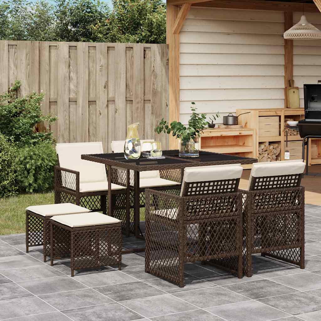 vidaXL 9-piece Garden Dining Set poly rattan black