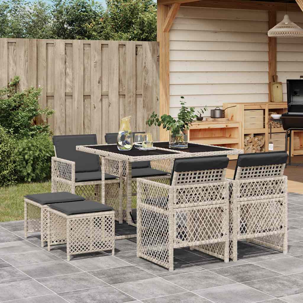 vidaXL 9-piece Garden Dining Set poly rattan black