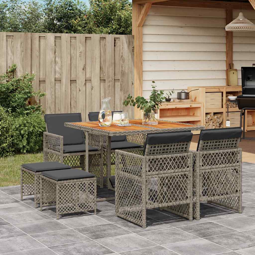 vidaXL 9-piece Garden Dining Set poly rattan black