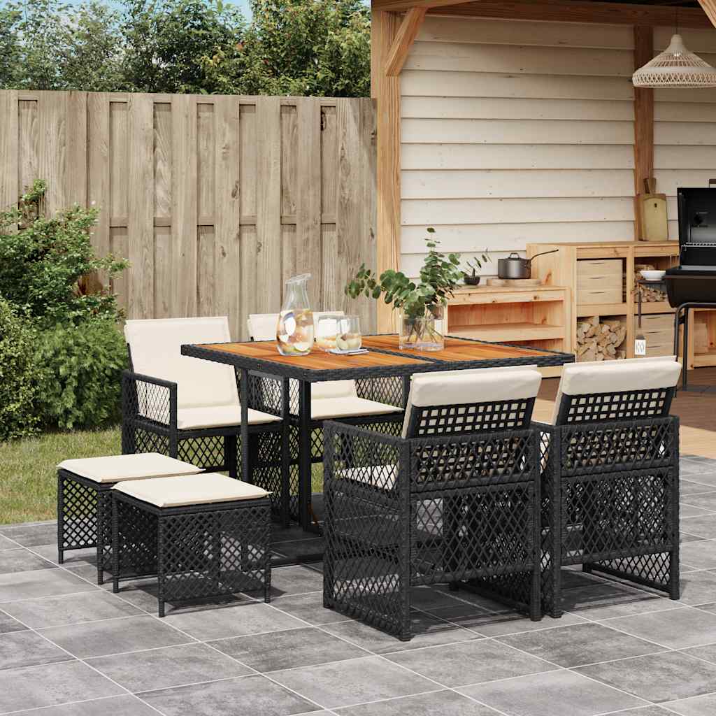 vidaXL 9-piece Garden Dining Set poly rattan black