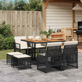 vidaXL 9-piece Garden Dining Set poly rattan black