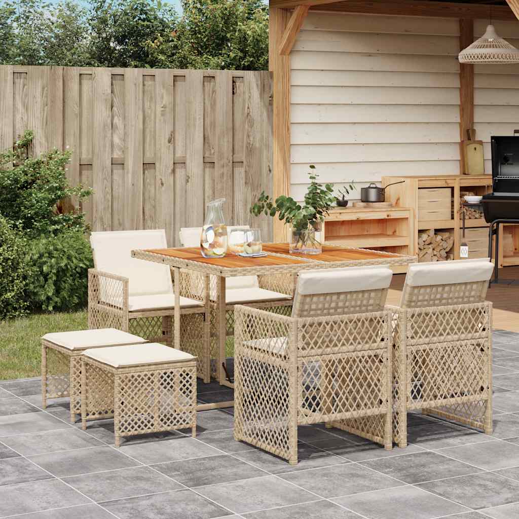 vidaXL 9-piece Garden Dining Set poly rattan black