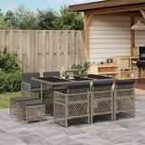 vidaXL 9-piece Garden Dining Set poly rattan black