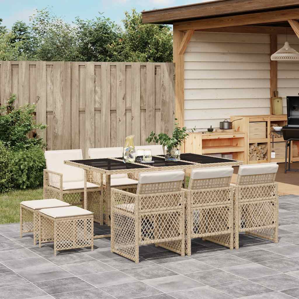 vidaXL 9-piece Garden Dining Set poly rattan black