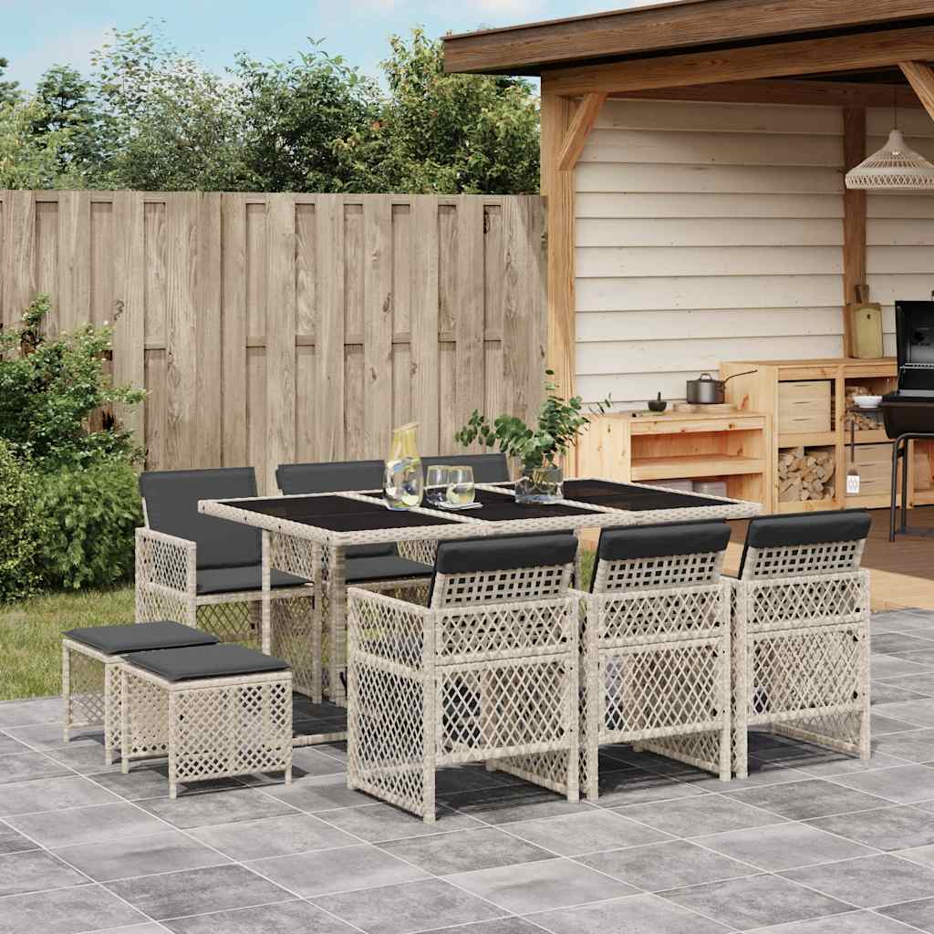 vidaXL 9-piece Garden Dining Set poly rattan black