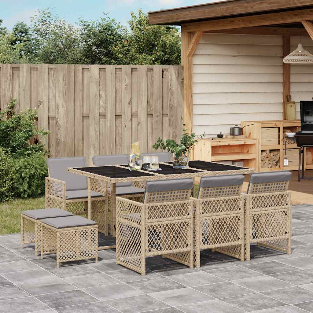 vidaXL 9-piece Garden Dining Set poly rattan black