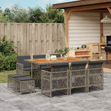 vidaXL 9-piece Garden Dining Set poly rattan black