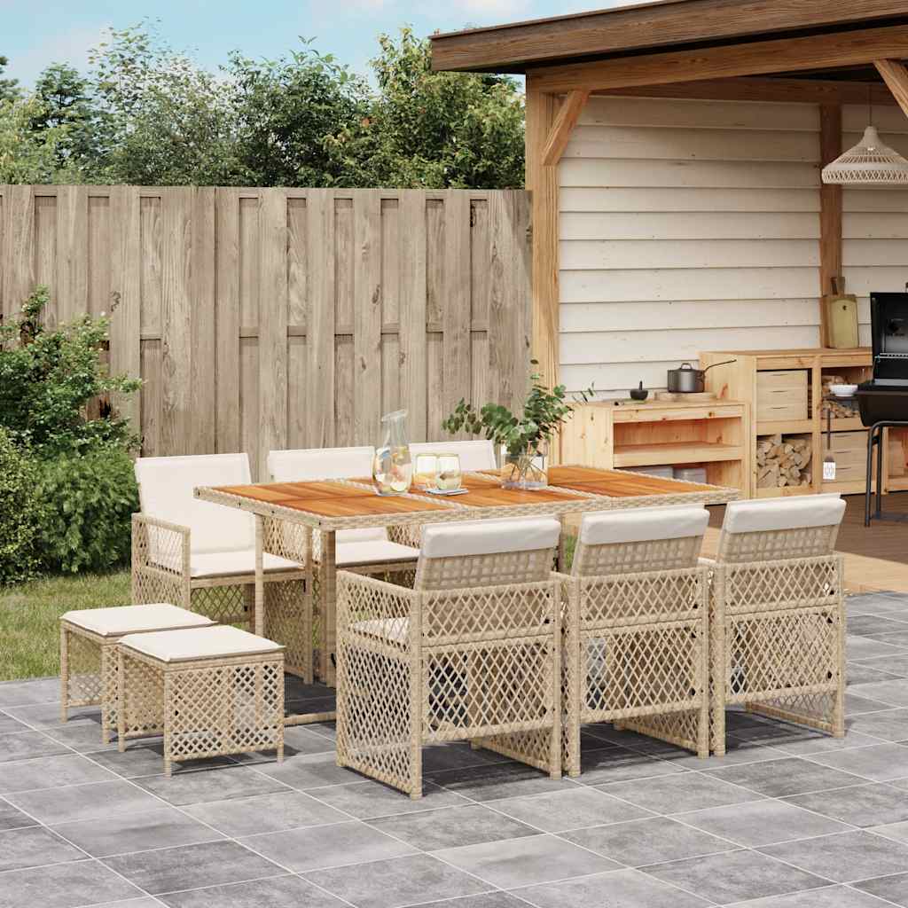 vidaXL 9-piece Garden Dining Set poly rattan black