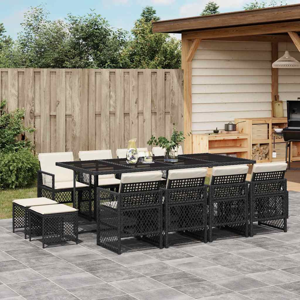 vidaXL 9-piece Garden Dining Set poly rattan black