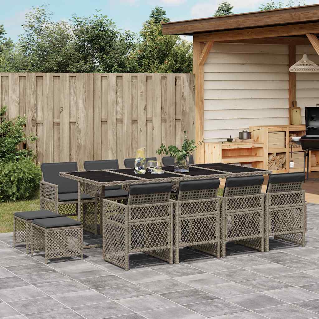 vidaXL 9-piece Garden Dining Set poly rattan black