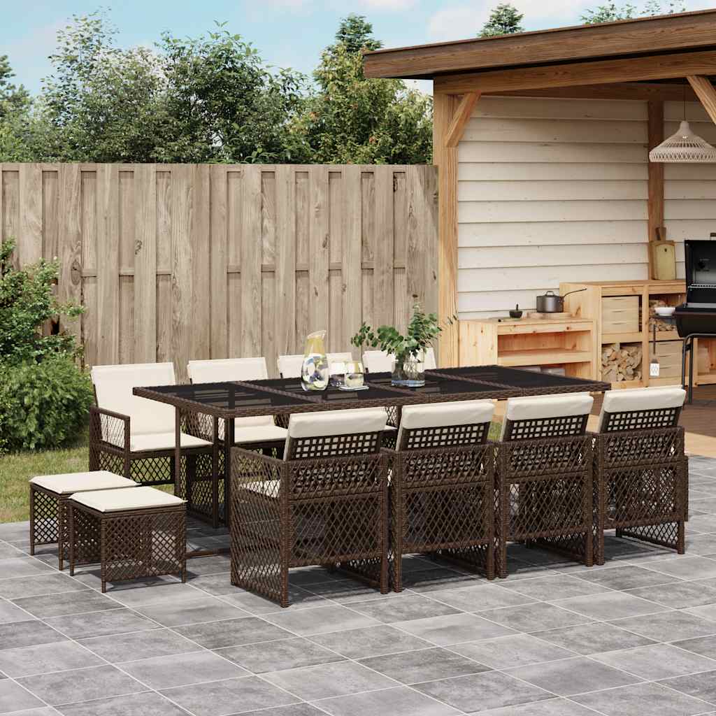 vidaXL 9-piece Garden Dining Set poly rattan black