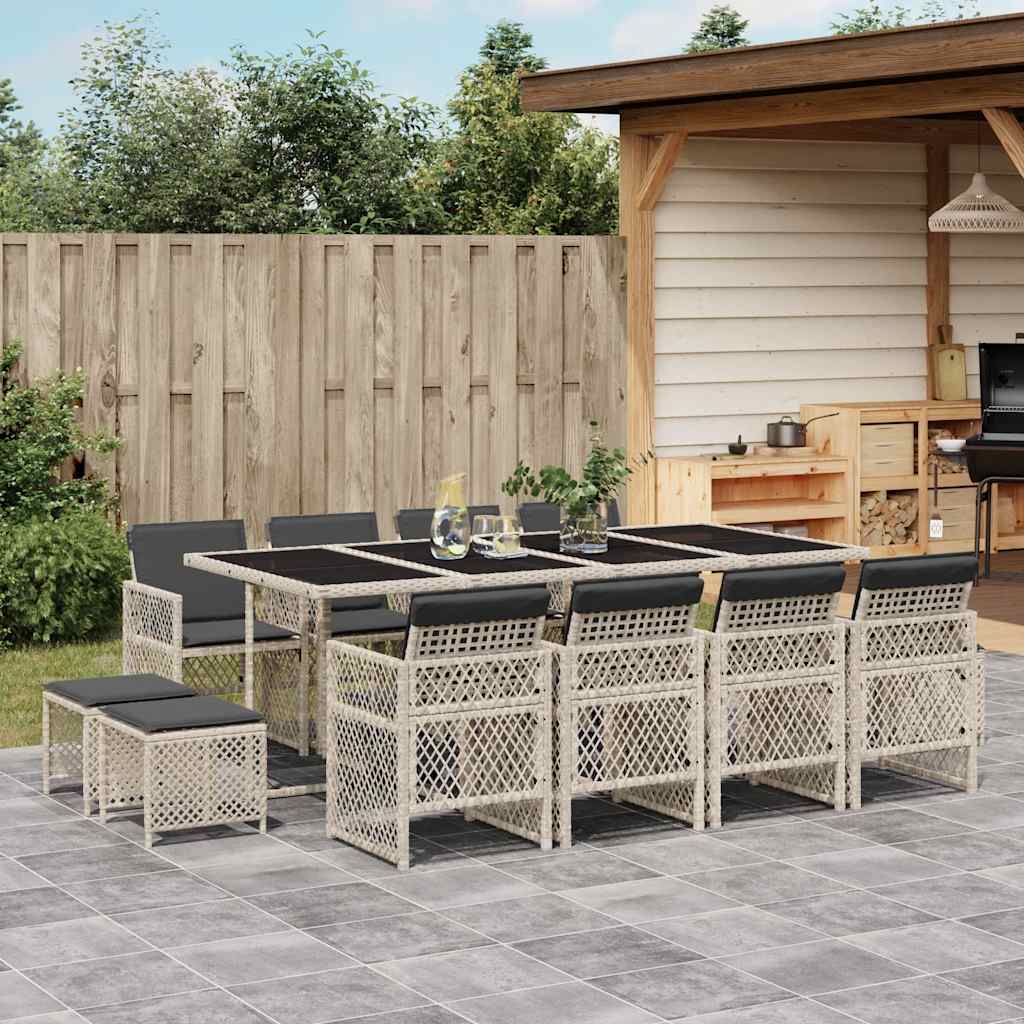 vidaXL 9-piece Garden Dining Set poly rattan black