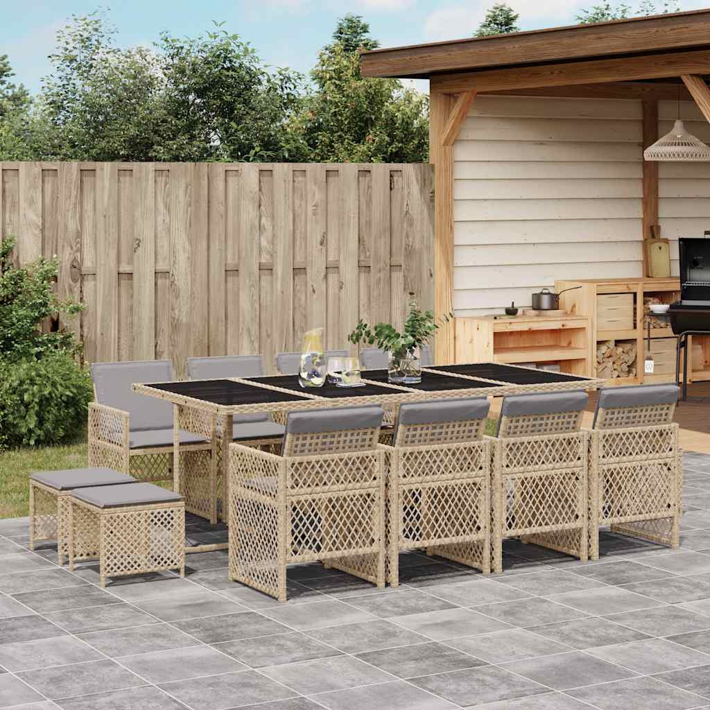 vidaXL 9-piece Garden Dining Set poly rattan black