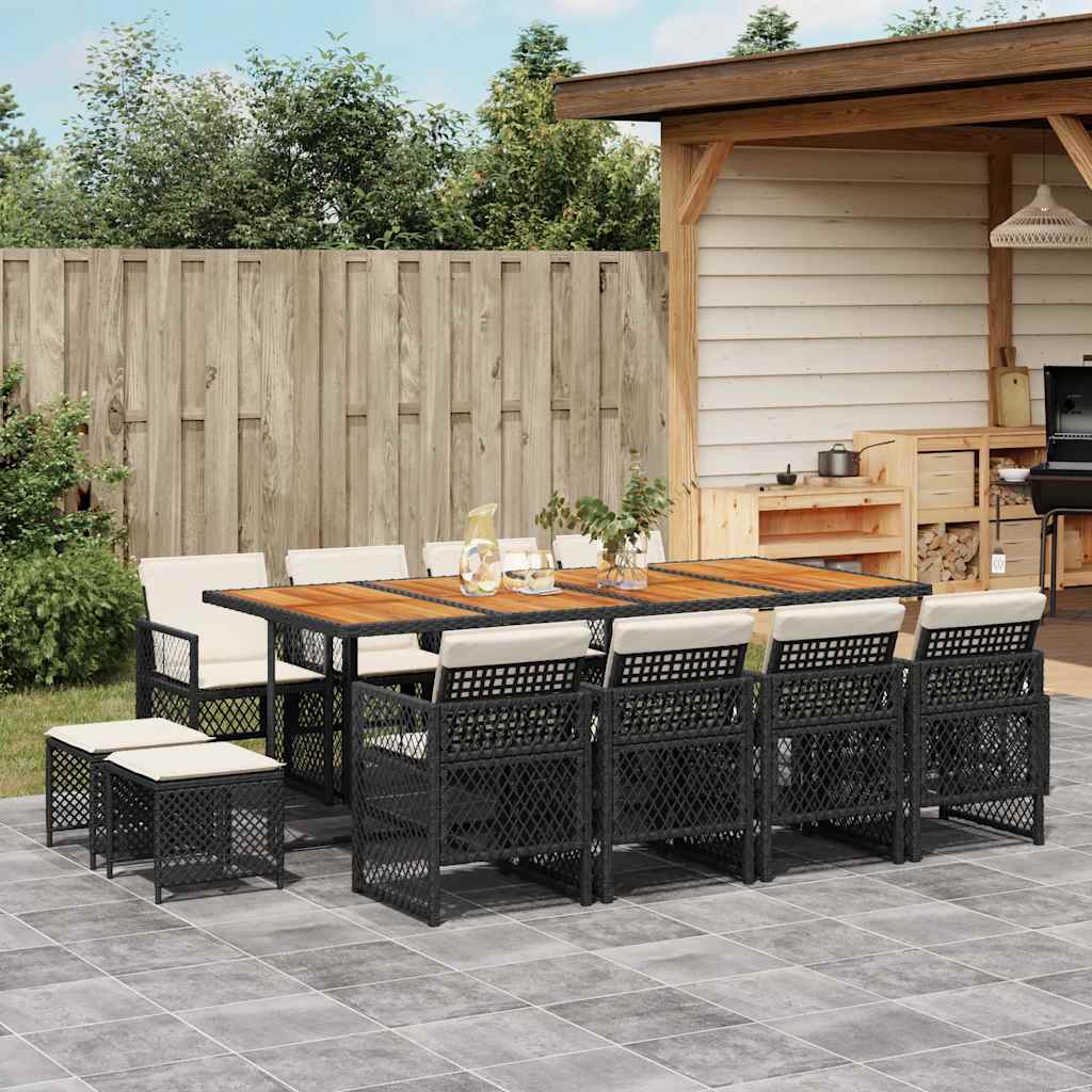 vidaXL 9-piece Garden Dining Set poly rattan black