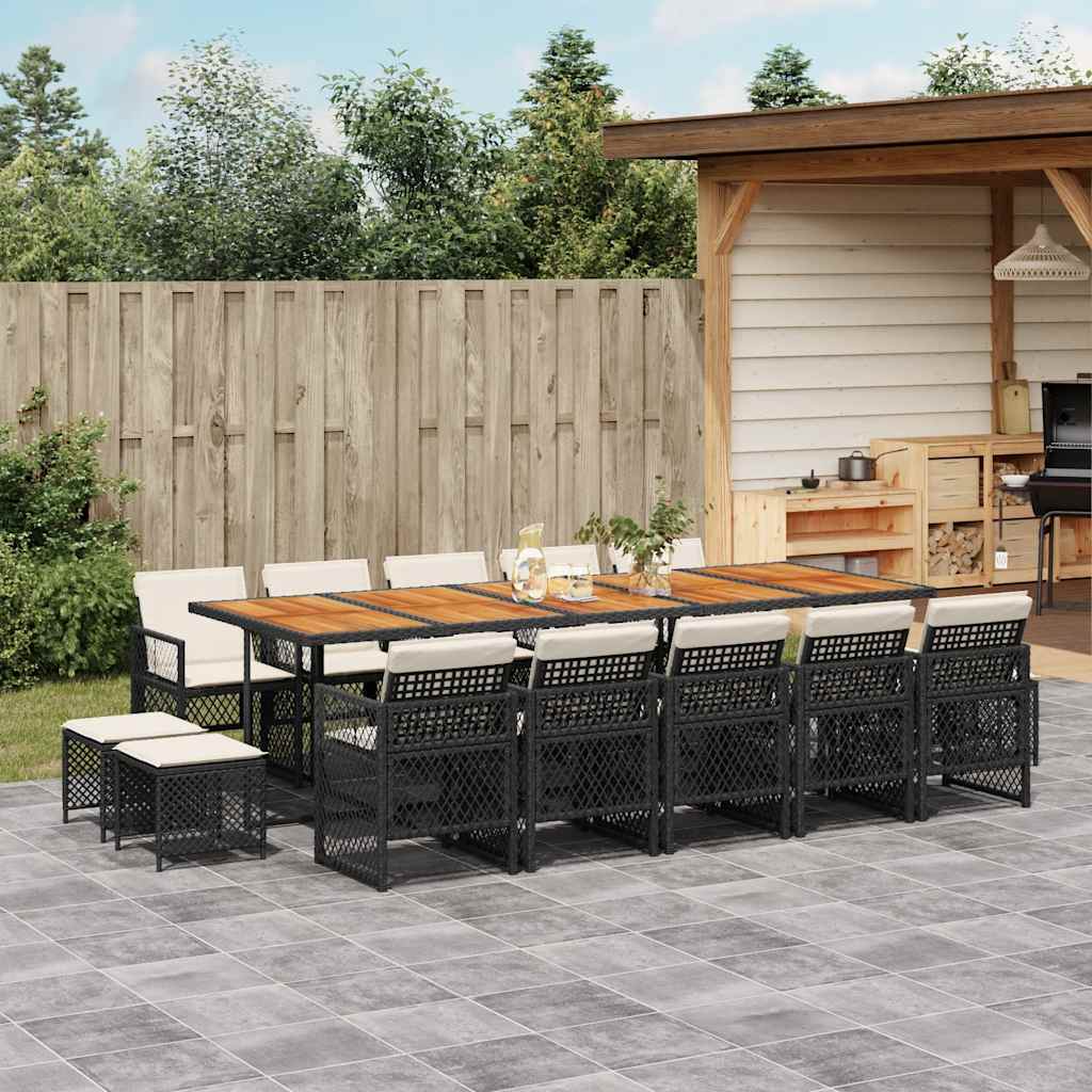 vidaXL 9-piece Garden Dining Set poly rattan black