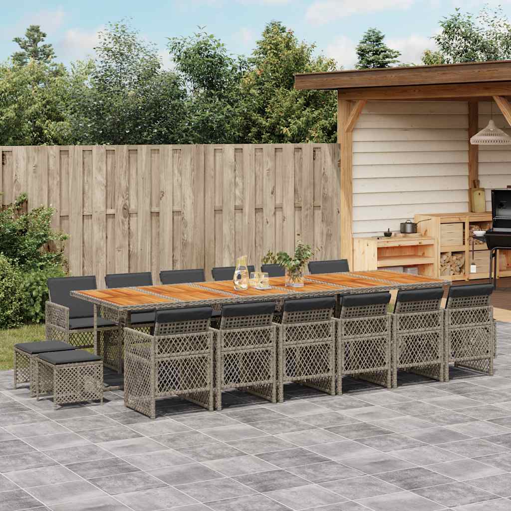 vidaXL 9-piece Garden Dining Set poly rattan black