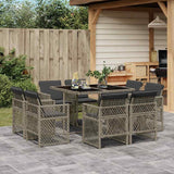 vidaXL 9-delige Tuinset poly rattan zwart