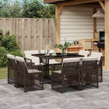 vidaXL 9-delige Tuinset poly rattan zwart