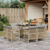 vidaXL 9-delige Tuinset poly rattan zwart