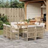 vidaXL 9-delige Tuinset poly rattan zwart