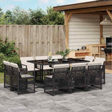 vidaXL 9-delige Tuinset poly rattan zwart