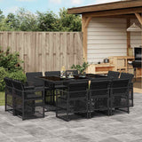 vidaXL 9-delige Tuinset poly rattan zwart