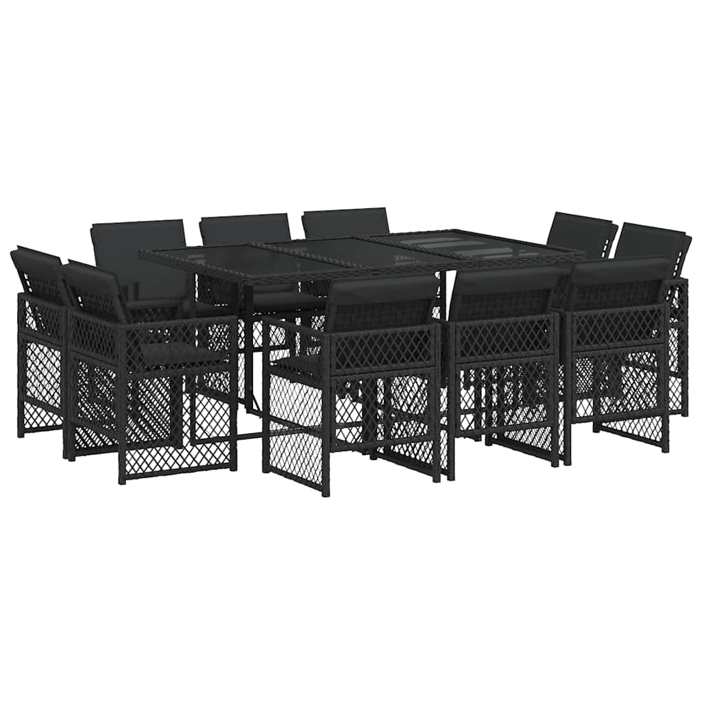 vidaXL 9-delige Tuinset poly rattan zwart