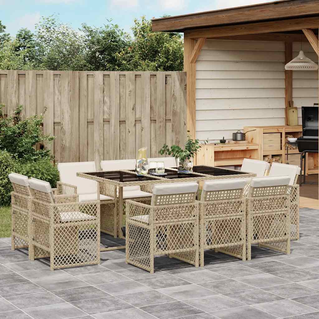 vidaXL 9-delige Tuinset poly rattan zwart