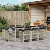vidaXL 9-delige Tuinset poly rattan zwart