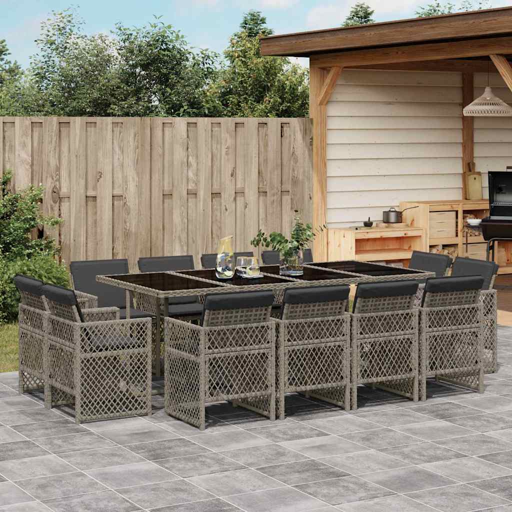 vidaXL 9-delige Tuinset poly rattan zwart