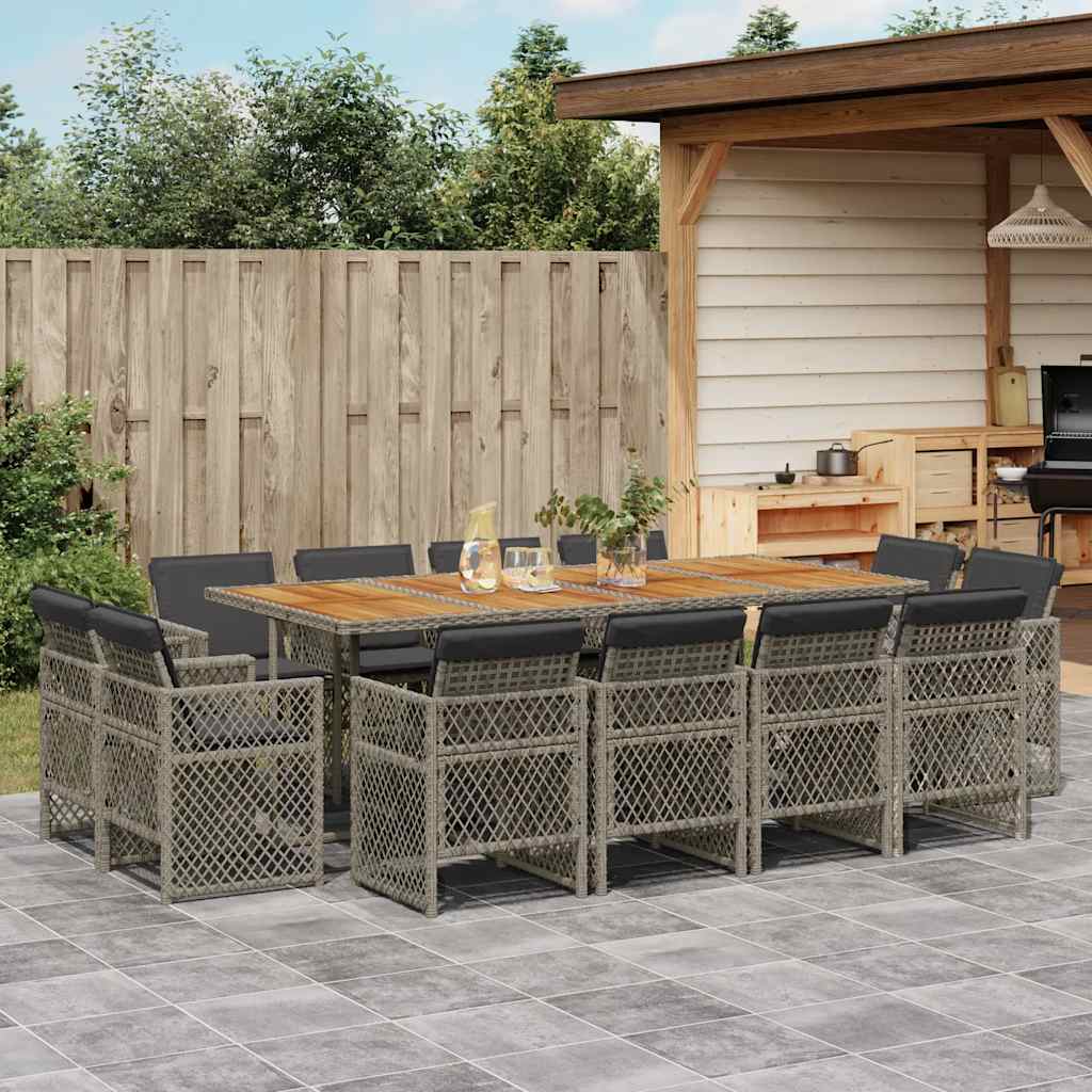vidaXL 9-delige Tuinset poly rattan zwart