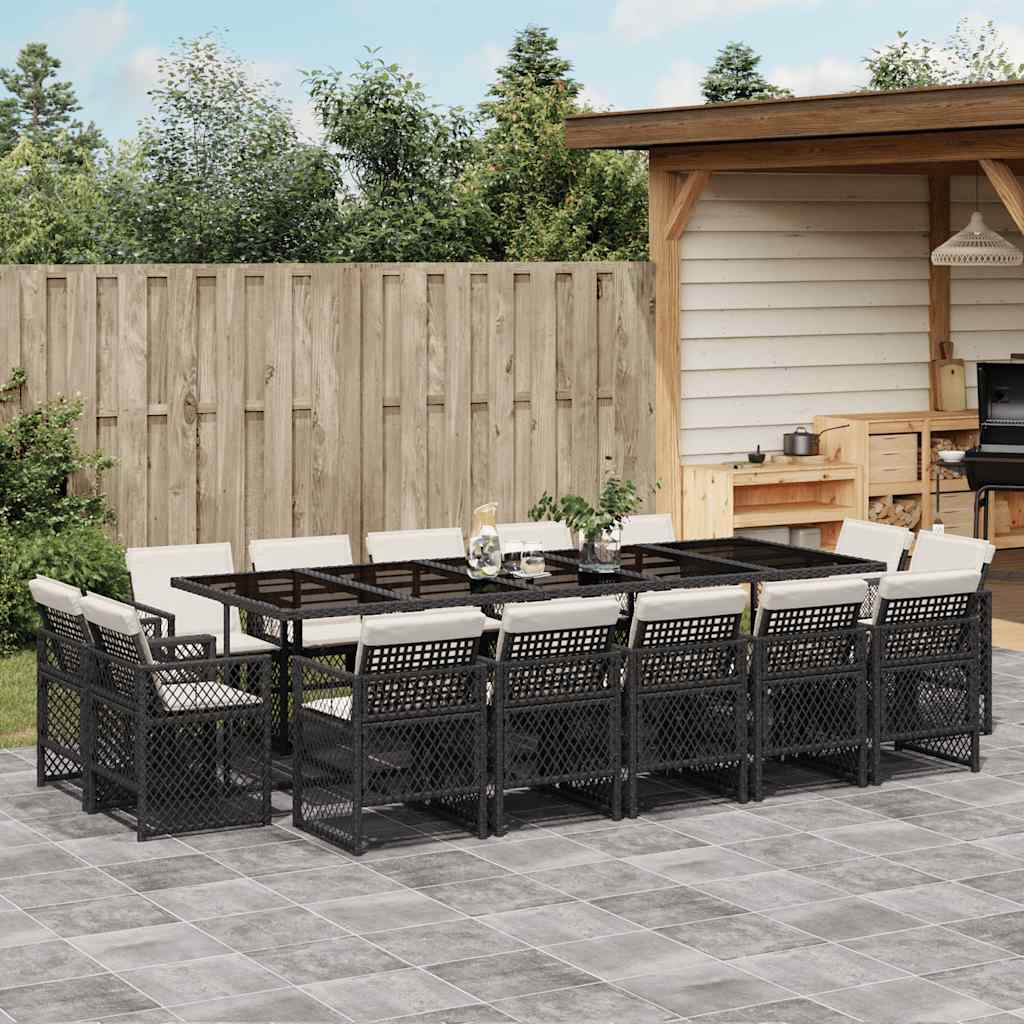 vidaXL 9-delige Tuinset poly rattan zwart