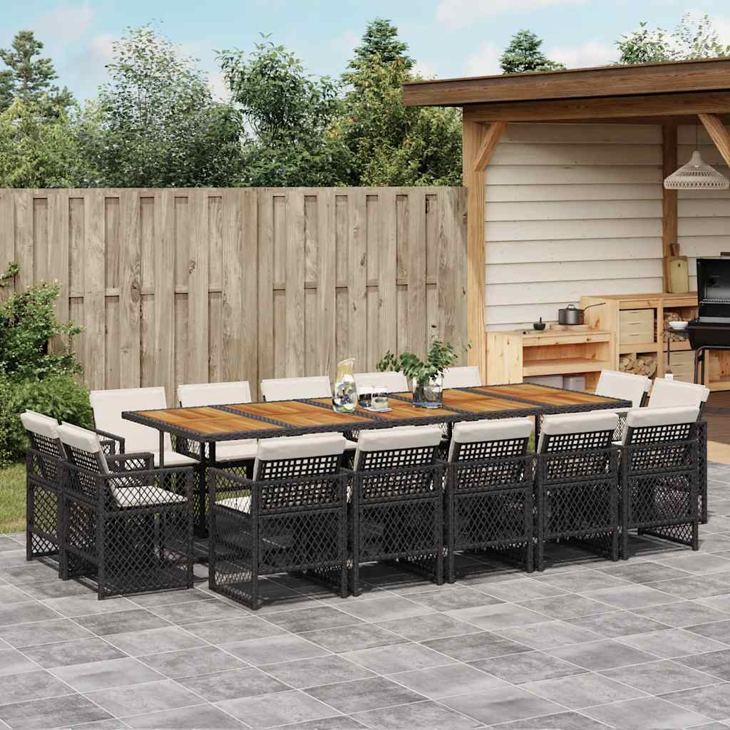 vidaXL 9-delige Tuinset poly rattan zwart