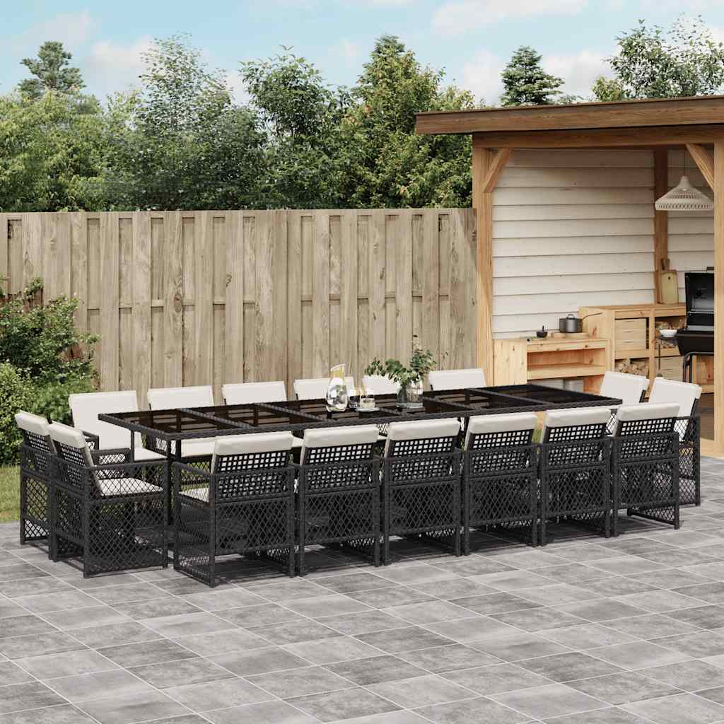 vidaXL 9-delige Tuinset poly rattan zwart