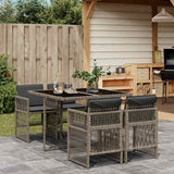 vidaXL 5-delige Tuinset met kussens poly rattan zwart