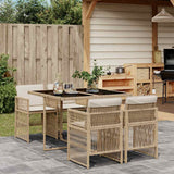 vidaXL 5-delige Tuinset met kussens poly rattan zwart