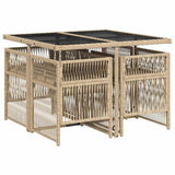 vidaXL 5-delige Tuinset met kussens poly rattan zwart
