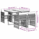 vidaXL 5-delige Tuinset met kussens poly rattan zwart