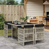 vidaXL 5-delige Tuinset met kussens poly rattan zwart