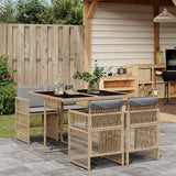vidaXL 5-delige Tuinset met kussens poly rattan zwart