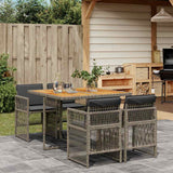vidaXL 5-delige Tuinset met kussens poly rattan zwart